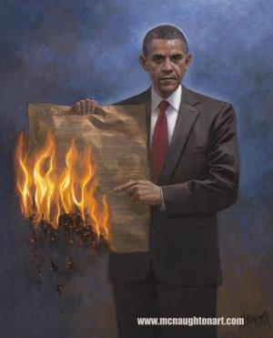 Obama Burning Constitution